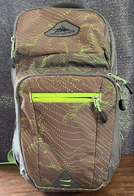 High Sierra Grab Handle Backpack, Chocolate Green Laptop, Tab pockets 