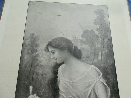 ANTICO CALENDARIO 1907-FANCIULLA CON GIGLI-SOGGETTO ROMANTICO-CM. 72 X 29 - Picture 3 of 3