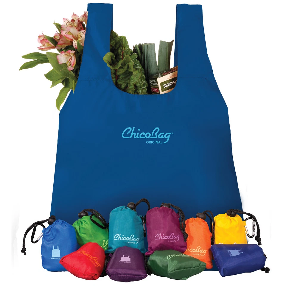 ChicoBag Original Compact Reusable Grocery Bag Tote - Attached Pouch & Carabiner