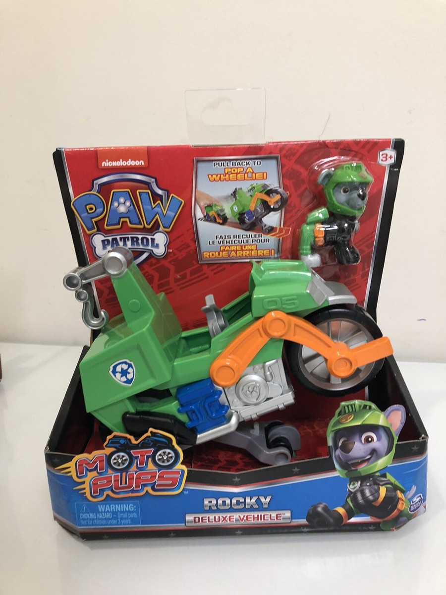 Paw Patrol Moto Pups ROCKY Deluxe Motorcycle Pull Back Vehicle Toy
