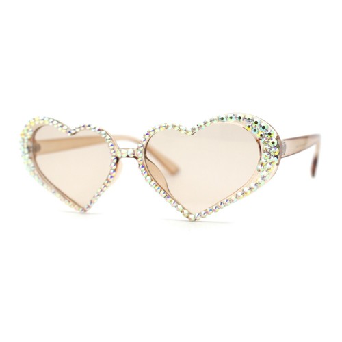 Damen-Sonnenbrille irisierend Strass Glitzer sprudelnd Herzform - Bild 4 von 60