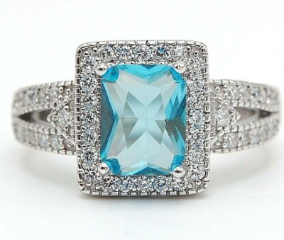 2CT Aquamarine & Topaz 925 Solid Sterling Silver Ring Jewelry Sz 7 UB3-5