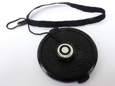 Used 49mm Lens Front Cap Black snap-on type plastic with strap Korea