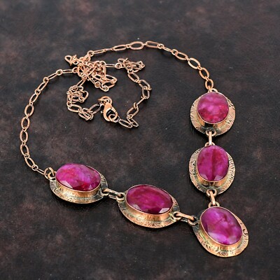 Kashmir Rub Jewelry Gemstone Copper Gift For Mother Adjustable Necklace 18.0''