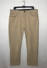 Denali Men Pants 38x30 Beige Nylon Pants Flat Front Straight Leg Outdoor Hiking