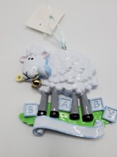New Blue Baby Sheep Personalized Christmas Ornament