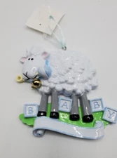 New Blue Baby Sheep Personalized Christmas Ornament