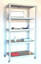 Rollregal 300kg, HxLxB: 180x100x60cm, 5 Böden, lichtgrau (mobiles Regal)