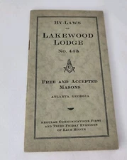 Vtg 1925 By-Laws Masonic Lakewood Lodge 443 Atlanta Georgia Booklet Free Masons 