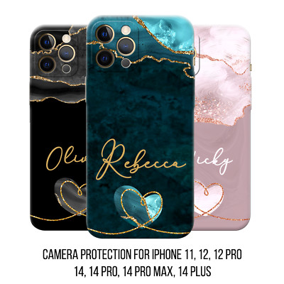 Personalisierte Handyhülle Marmor Glitzer Name Silikon Cover für iPhone 13 14 15