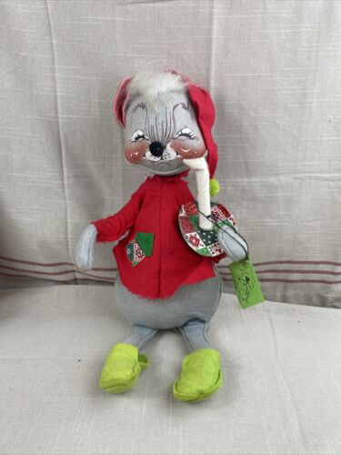 Annalee Mobilitee 16" Elf Mouse Night Before Christmas Candle PJs Doll 1965 Tag - Picture 1 of 20