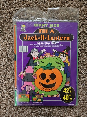 Giant Vintage Fill A Jack-O-Lantern Halloween Lawn Leaf Pumpkin Bag Brand New