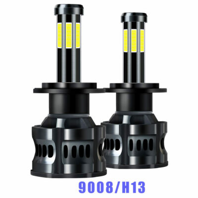 9008/H13 LED Headlights Bulbs Kit 8 Sided 3 Colors 360° High/Low beam For Escape