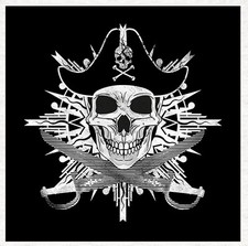 Goth -Pirate skull and cutlass-Fabric Craft Panels in 100% Cotton or Polyester