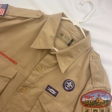 Boy Scouts of America Men Khaki Short Sleeve Button Down Shirt L