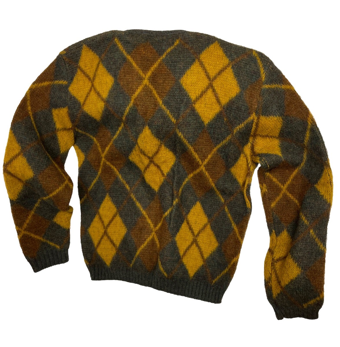 VTG 60s Cardigan Argyle Sweater Brentwood Kurt Cobain Size L