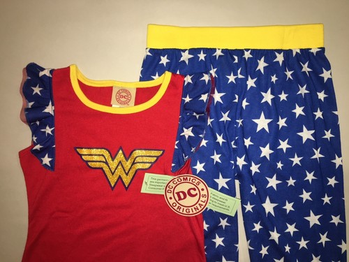Wonder Woman Pajamas Girls Size 14/16 XL Top Pants Summer Set DC Comics NWT NEW - Picture 2 of 2