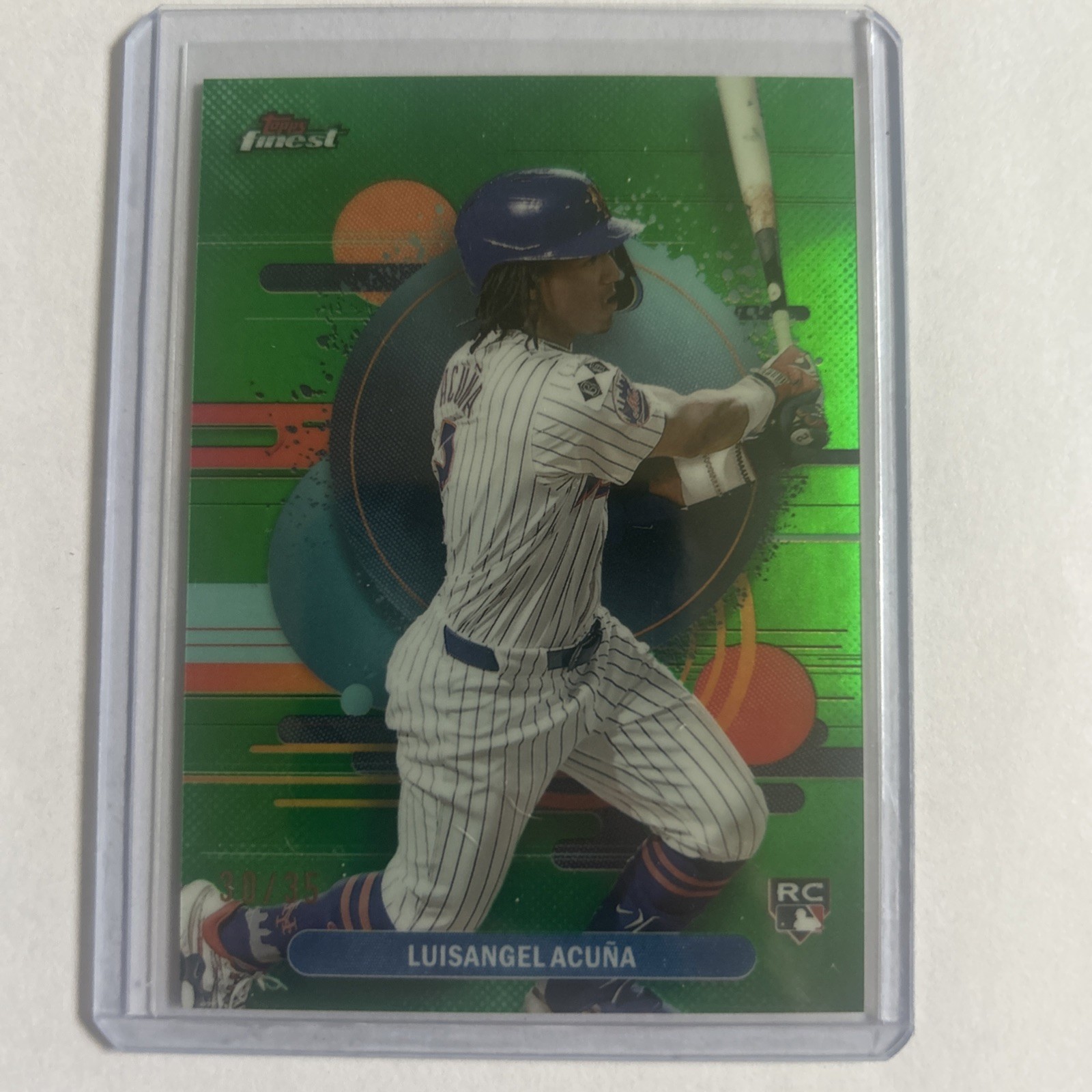 2025 Topps Finest Luisangel Acuna #108 Green Refractor 30 /35 Mets Rookie Card