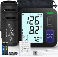 Upper Arm Blood Pressure Machine - 3 Size Cuffs, Small 7"-9", Medium 9"-17" and