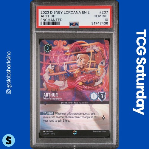 2023 DISNEY LORCANA ROTFB #207/204 ARTHUR WIZARD'S APPRENTICE ENCHANTED PSA 10