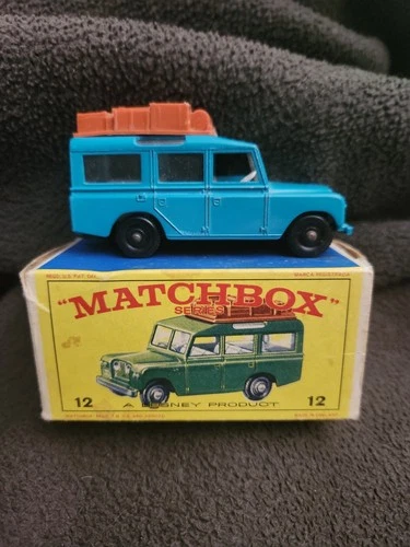 Matchbox Lesney Vintage Safari Land Rover #12 Blue in  Green Photo Box EXCELLENT
