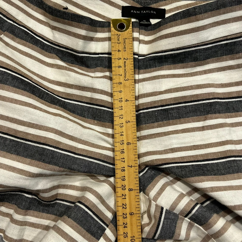 Ann Taylor Devin City Chino Short Women's 0 Linen Blend Striped Casual - Image 4 of 4