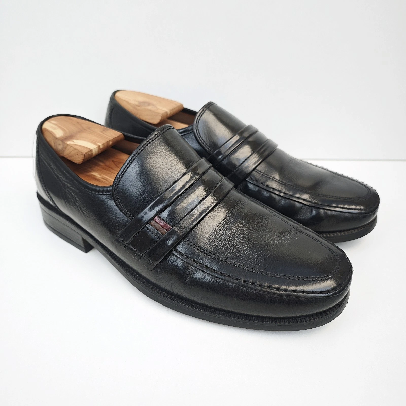 Scarpe mocassini Clarks UK 10 neri uomo pelle extra larghi slip on