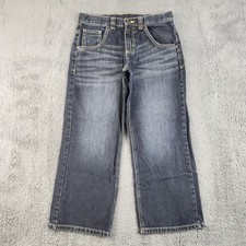 Wrangler Relaxed Fit Baggy Y2K Wide Leg Jeans Boys 10 Husky Adjustable Denim