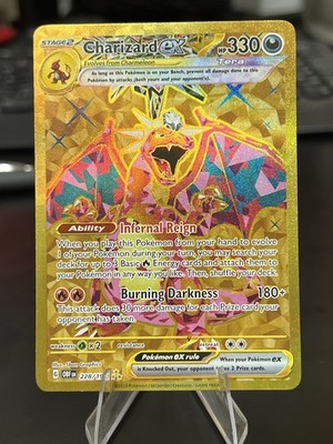 hyper rare charizard pokémon card Pokemon: Charizard EX Gold Hyper Rare Full Art Holo 228/197 Obsidian Flames  MP