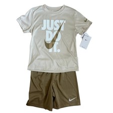 Nike Just Do It T-Shirt  Shorts Set Parachute Beige NWT Size 6 Boys