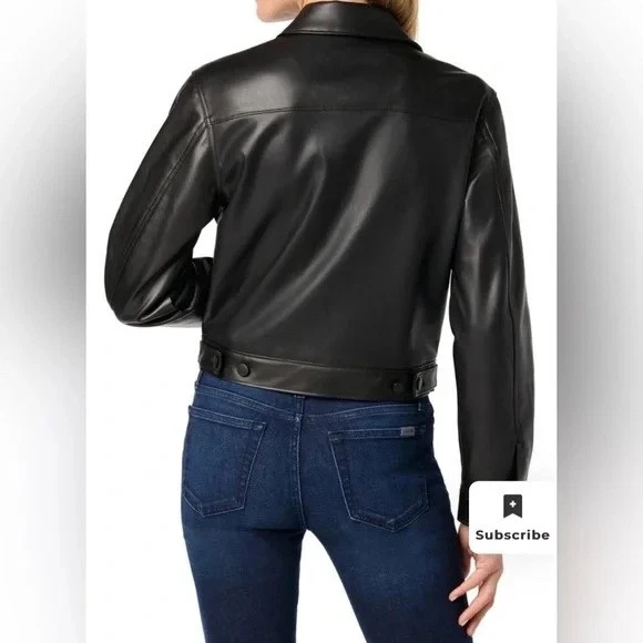 Chaqueta Joe's Jeans Negra Recortada Imitación Cuero Talla XS NUEVA SIN ETIQUETAS Foto 4 de 4