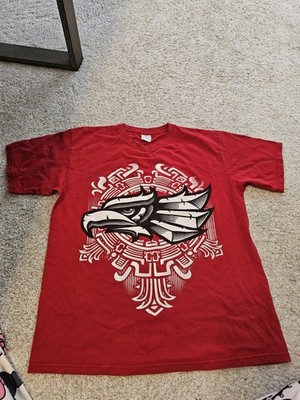 Vintage Caballero Aztec Eagle Warrior Red T-Shirt Men's L in Mexico Double Sided