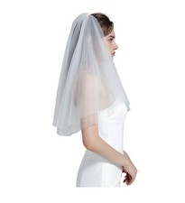 Wedding Bridal Veil with Comb 2 Tier Cut Edge With Comb Bridal Accessories