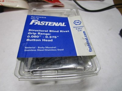 Structural Blind Rivet Dia. 0.257'' (1/4'') - 0.080'' - 0.375'' - BH - SS/SS QTY 10