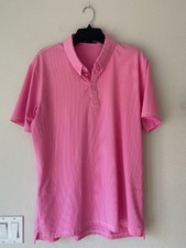 G/FORE Polo Shirt Mens Large Pink STRIPED Print Golf Performance