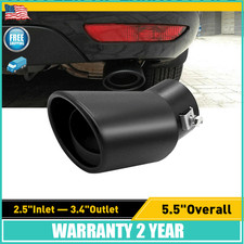 Car Rear Dual Exhaust Pipe Tail Muffler Tip Throat Tailpipe Round Car Part Black