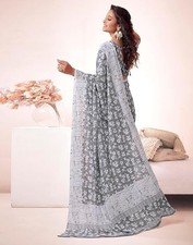 Women's Floral Printed Georgette Saree with Unstitched Blouse Piece