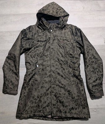 Helly Hansen Tech Hilton Parka Womens Sz M All Over Floral Print Brown Gold