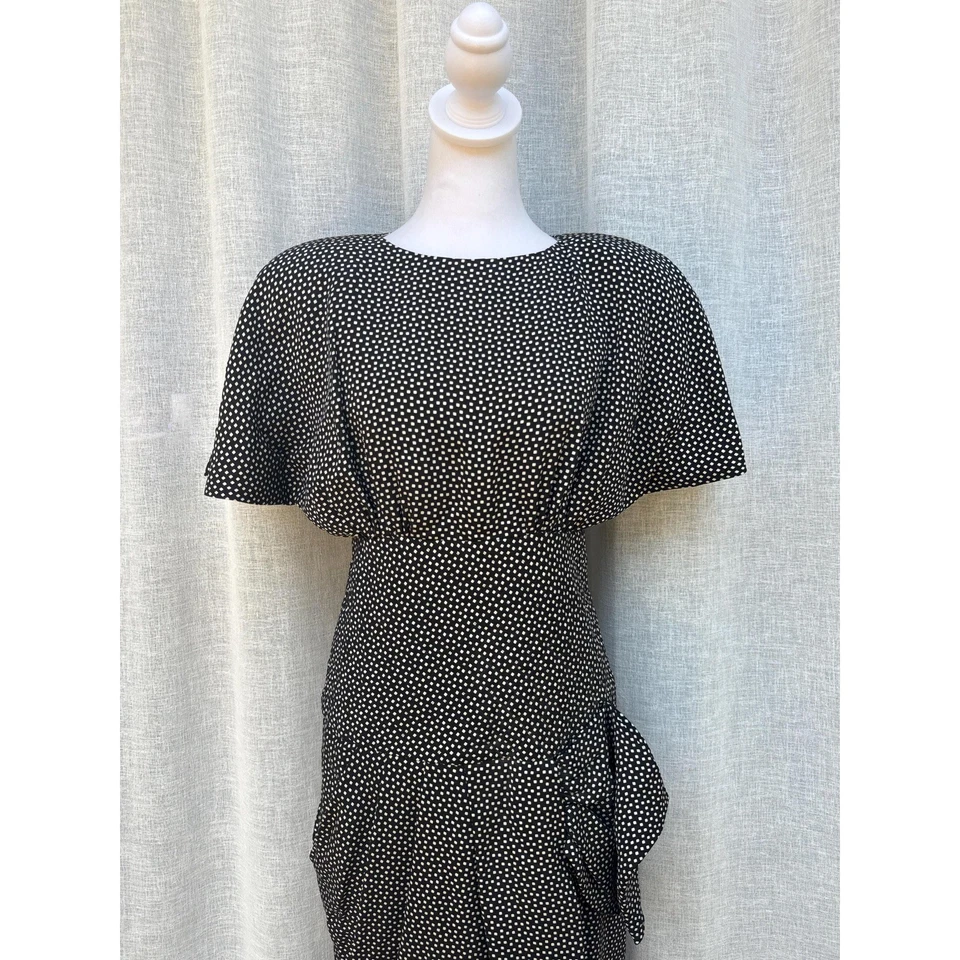 1990 Saint Romei black white polka dot silk short sleeve mini dress - Image 4 of 4