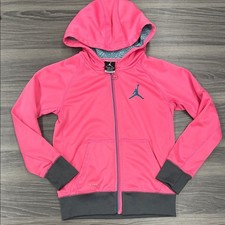 Jordan Thermal Fit Pink Gray Full Zip Hoodie, Girl Size Small 8-10yrs 