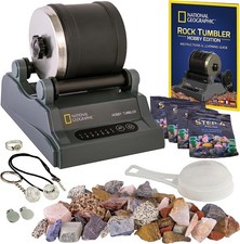 NATIONAL GEOGRAPHIC Hobby Rock Tumbler Kit Include Rough Gemstones 4 Grits Guide