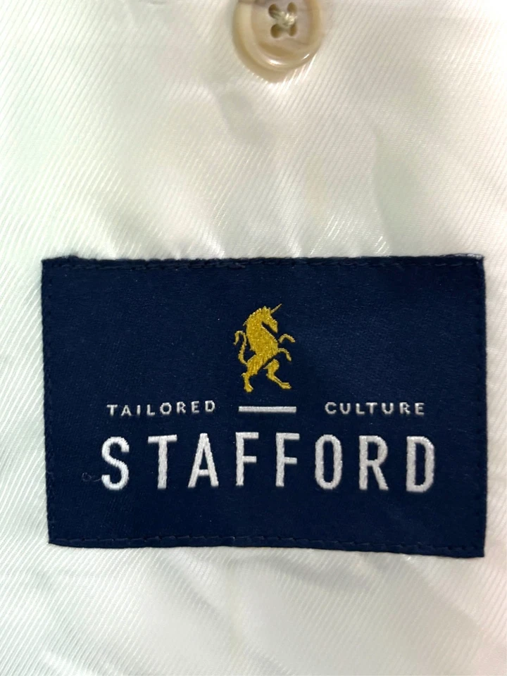 Stafford 50R Beige Espiga Lino Algodón Blazer Chaqueta Traje Deportivo Abrigo Foto 4 de 4