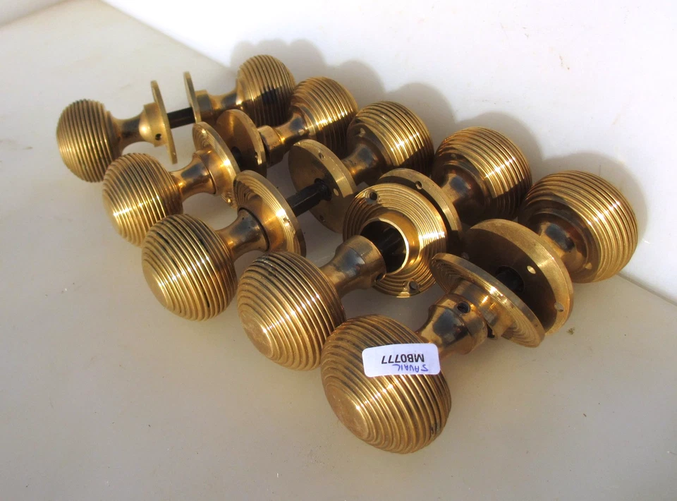 Brass Beehive Door Knobs Handles Plates Old Antique Victorian STYLE - £25 each - Image 2 of 4