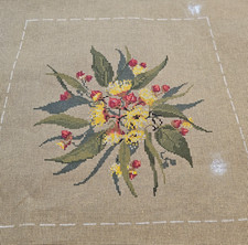 Baxtergrafik Red Yellow Floral Hand Painted Needlepoint Canvas Australia