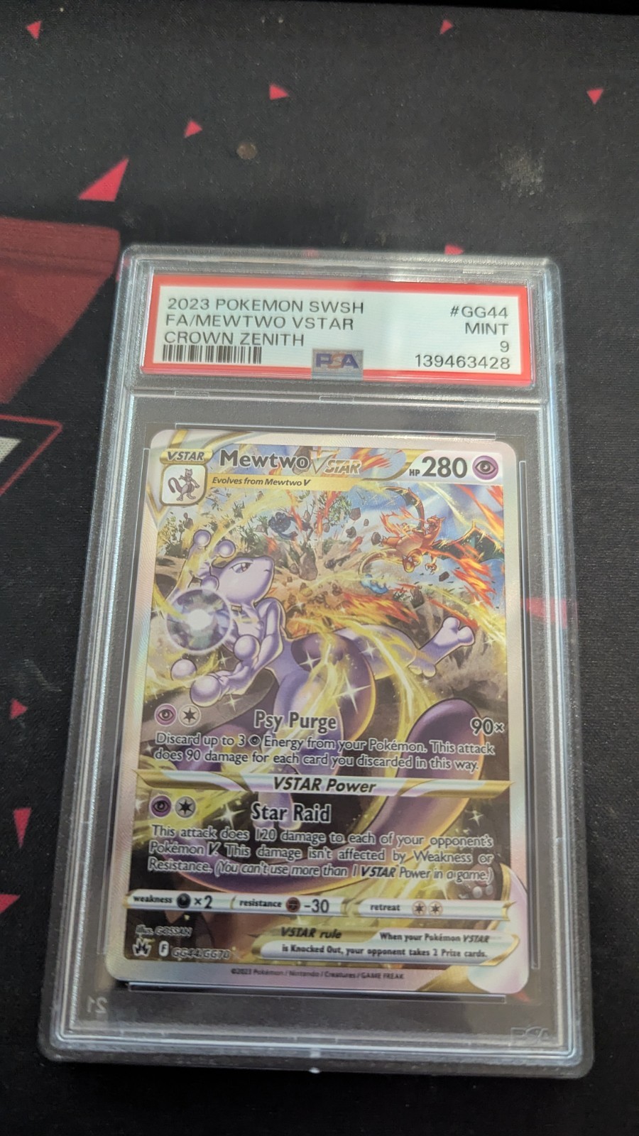 PSA 9 MINT Mewtwo VSTAR Crown Zenith Full Art Holo 2023 Pokemon GG44