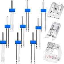9 Pack Twin Needles for Sewing Machine, Double Twin Needles with 3 Pieces