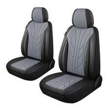 Luxury Faux Leather Fabric Car Seat Covers 2 Front Seats Front Set Black/Gray