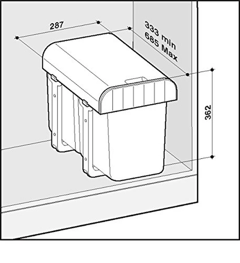 PATT2-EKO Pattumiera Sottolavello 2 Cesti Scorrevole Estraibile - Immagine 2 di 2