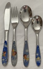 WMF Kinderbesteck Set 4 teilig aus Cromargan mit farbigem Motiv