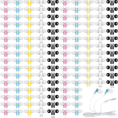 300 Packs Bulk Earbuds Headphones Earphones Kids in Ear Earbuds Colorful Classro